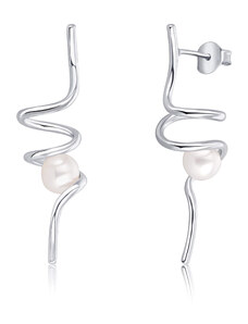 JwL Luxury Pearls Dlouhé stříbrné náušnice s perlou JL0620