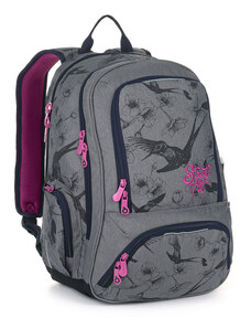 Studentský batoh Topgal SURI s kolibříky, šedá