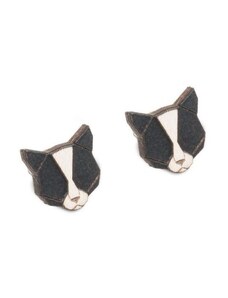 BeWooden Dřevěné náušnice Black Cat Earrings