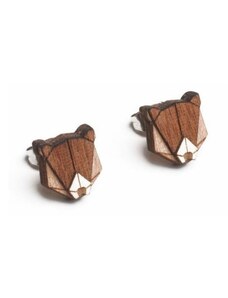 BeWooden Dřevěné náušnice Bear Earrings