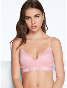 Victoria's Secret PINK Podprsenka bez kostic Wireless Lightly Lined světle růžová