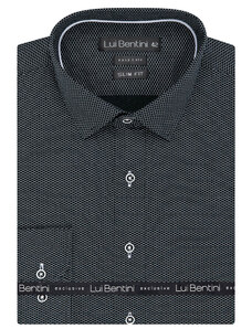 Pánská košile Lui Bentini, černá s bílými tečkami LDS214, dlouhý rukáv, slim fit