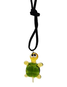 SkloBižuterie Kožený náhrdelník se skleněnou figurkou Želvička
