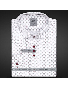 AMJ Pánská košile bavlněná, bílá čtverečkovaná VDBR1090, dlouhý rukáv, regular fit