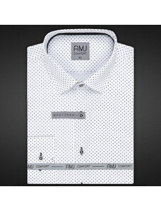 AMJ Pánská košile AMJ bavlněná, bílá čárkovaná VDBR1162, dlouhý rukáv, regular fit