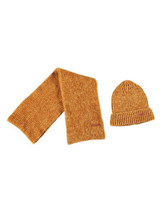 NONO Dívčí zimní šála a čepice Beanie Skořicový set