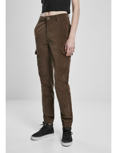 UC Ladies Dámské manšestrové kalhoty s vysokým pasem tmavě olivové