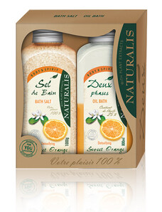 Lilien Naturalis Sweet Orange koupelová sůl 1 kg + dvousložková pěna do koupele 800 ml dárková sada