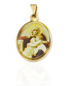 BM Jewellery Přívěsek Panna Maria 3,6 cm z chirurgické oceli gold S11018045