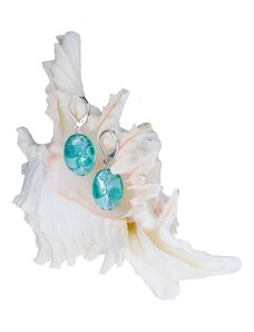 Dámske Originální náušnice Turquoise Lace s ryzím stříbrem v perlách Lampglas - /