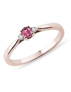 Prsten z růžového zlata s turmalínem a diamanty KLENOTA K0271084
