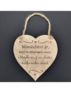 AMADEA Dřevěné srdce s textem Manželství je, když si adoptujete.., masivní dřevo, 16 x 15 cm