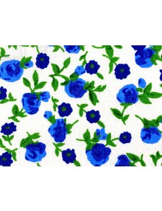 Mirtex Plátno HERA 120 (R065-3 Květy modré, drobný tisk)-150cm / METRÁŽ NA MÍRU