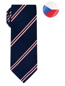 Pánská hedvábná kravata MONSI Cross - tmavě modrá