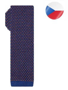 Pánská pletená kravata MONSI Oblong Slim - modrá