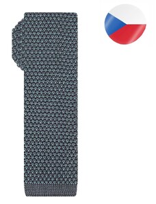 Pánská pletená kravata MONSI Oblong Slim - šedá