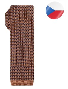 Pánská pletená kravata MONSI Oblong Slim - hnědá