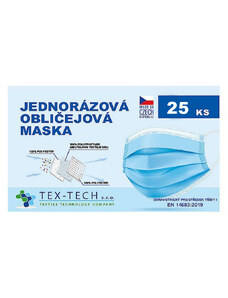 TEX-TECH Jednorázová zdravotnická rouška české výroby 25ks modrá