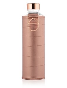 EQUA Mismatch Bronze 750 ml designová luxusní ekologická skleněná lahev na pití s obalem z umělé kůže