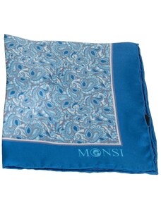 Pánský hedvábný kapesníček MONSI Floral - modrý