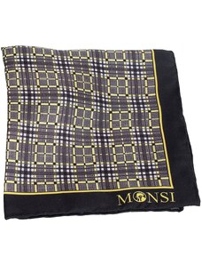 Pánský hedvábný kapesníček MONSI Checker - černý