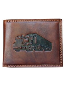 Celá kožená peněženka z pevné hovězí kůže vintage s kamionem s ochranou dat na kartách (RFID) FLW