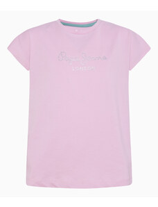 Dívčí tričko s krátkým rukávem PEPE JEANS, světle růžové NURIA
