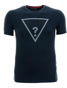 Pánské tmavě modré tričko Guess s textilní aplikací
