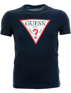 Pánské tmavě modré tričko Guess s potiskem trojúhelníku