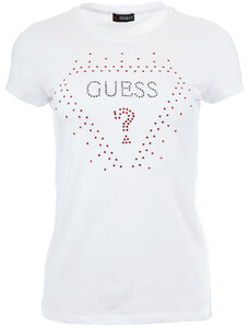 Dámské bílé tričko s kamínky Guess