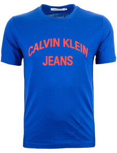 Pánské modré tričko s plastickým nápisem Calvin Klein