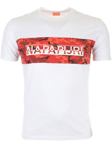 Pánské bílé tričko Napapijri s maskáčovým pruhem