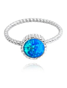 MINET Stříbrný prsten s modrým opálkem vel. 51 JMAS0072AR51