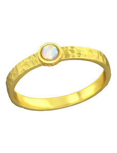 SYLVIENE Gold tepaný prstýnek Fire Opal