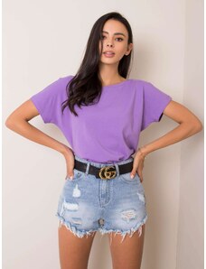 BASIC Fialové dámské tričko s výstřihem na zádech -purple Fialová