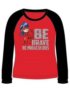 E plus M Dívčí tričko s dlouhým rukávem Kouzelná beruška / Ladybug Miraculous - červené