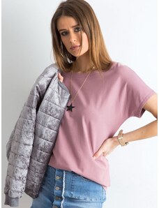 Fashionhunters Špinavé růžové tričko s výstřihem vzadu
