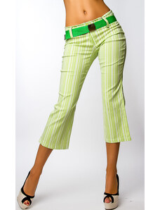 Itálie Dámské 7/8 kalhoty s páskem - zeleno-bílé - vel. L