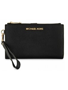 Michael Kors kožená peněženka wristlet saffiano leather double zip černá