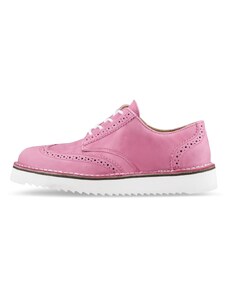 Vasky Brogue Low Pink - Dámské kožené polobotky růžové - jarní / podzimní obuv Flexiko česká výroba ze Zlína