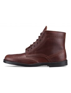 Vasky Brogue High Dark Brown - Dámské kožené kotníkové boty tmavě hnědé - jarní / podzimní obuv Flexiko česká výroba ze Zlína