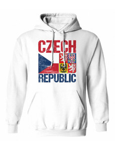 3B Mikina CZECH REPUBLIC vlajka a znak – pánské, bílé