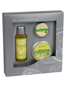 Saloos Citrus Celulinie masážní olej 50 ml + Bio Karité Limeta-lemongrass balzám 50 ml + Bio Karité Vanilla balzám 19 ml dárková sada