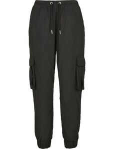 URBAN CLASSICS Ladies High Waist Crinkle Nylon Cargo Pants - black