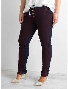 Fashionhunters Tmavě modré džíny s pletenou vsadkou PLUS SIZE