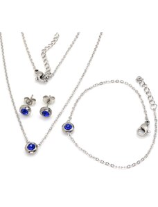 Linda's Jewelry Sada šperků modrá Circle chirurgická ocel IS026