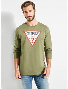 GUESS tričko Classic Logo Long-sleeve Tee zelené, 13164-M