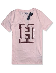 Tommy Hilfiger dámské tričko růžové Graphics v-neck 110-687