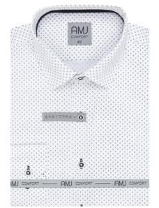 Pánská košile AMJ Comfort fit se vzorem - bílá VDBR1162