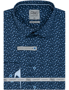 Pánská košile AMJ Slim fit vzorovaná - modrá VDSBR1164